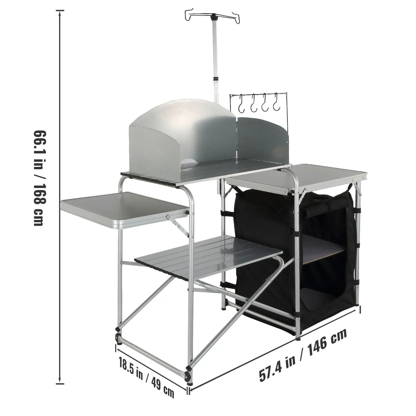 SucceBuy Folding Outdoor Kitchen Table Cabinet For Camping And BBQ